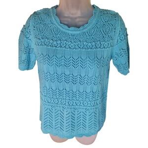 Talbots Women Knit sweater Turquoise Lined Sz SP